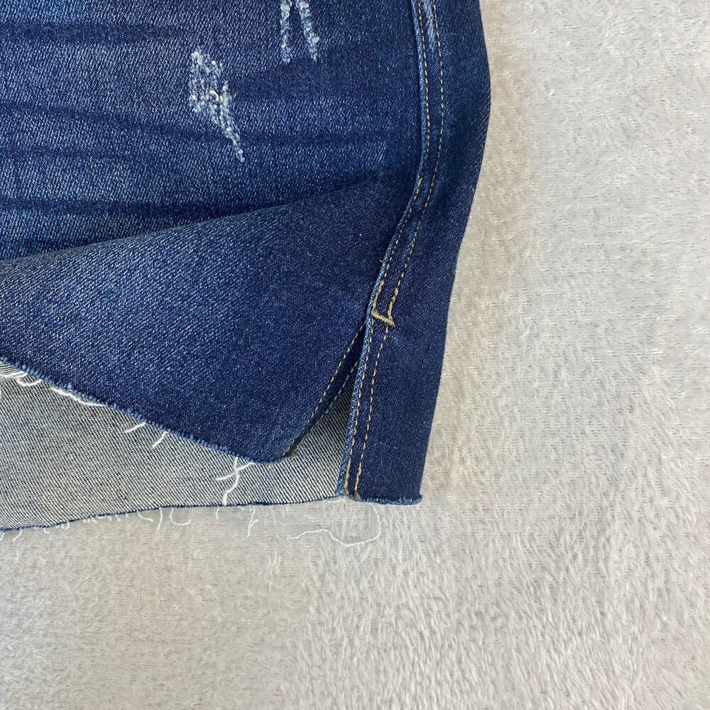 KanCan High Rise Denim Cutoff Shorts Women Plus Blue Dark Wash Fray Hem NWOT - Picture 6 of 8
